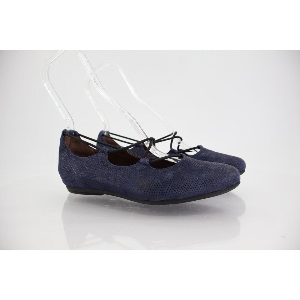 Earthies by Earth Women's Size 7 Essen Navy Blue Leather Flats Strappy Slip On